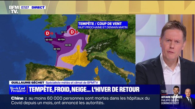 Retour du froid, tempête attendue dans l'Ouest du pays, neige en plaine: les prévisions météo de la semaine