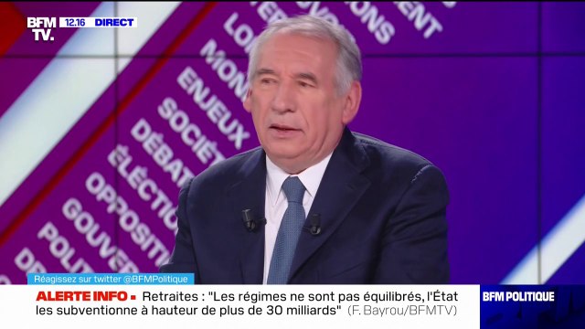 François Bayrou, président du Modem, sur la réforme des retraites: L'État subventionne les régimes à hauteur de 30 milliards d'euros