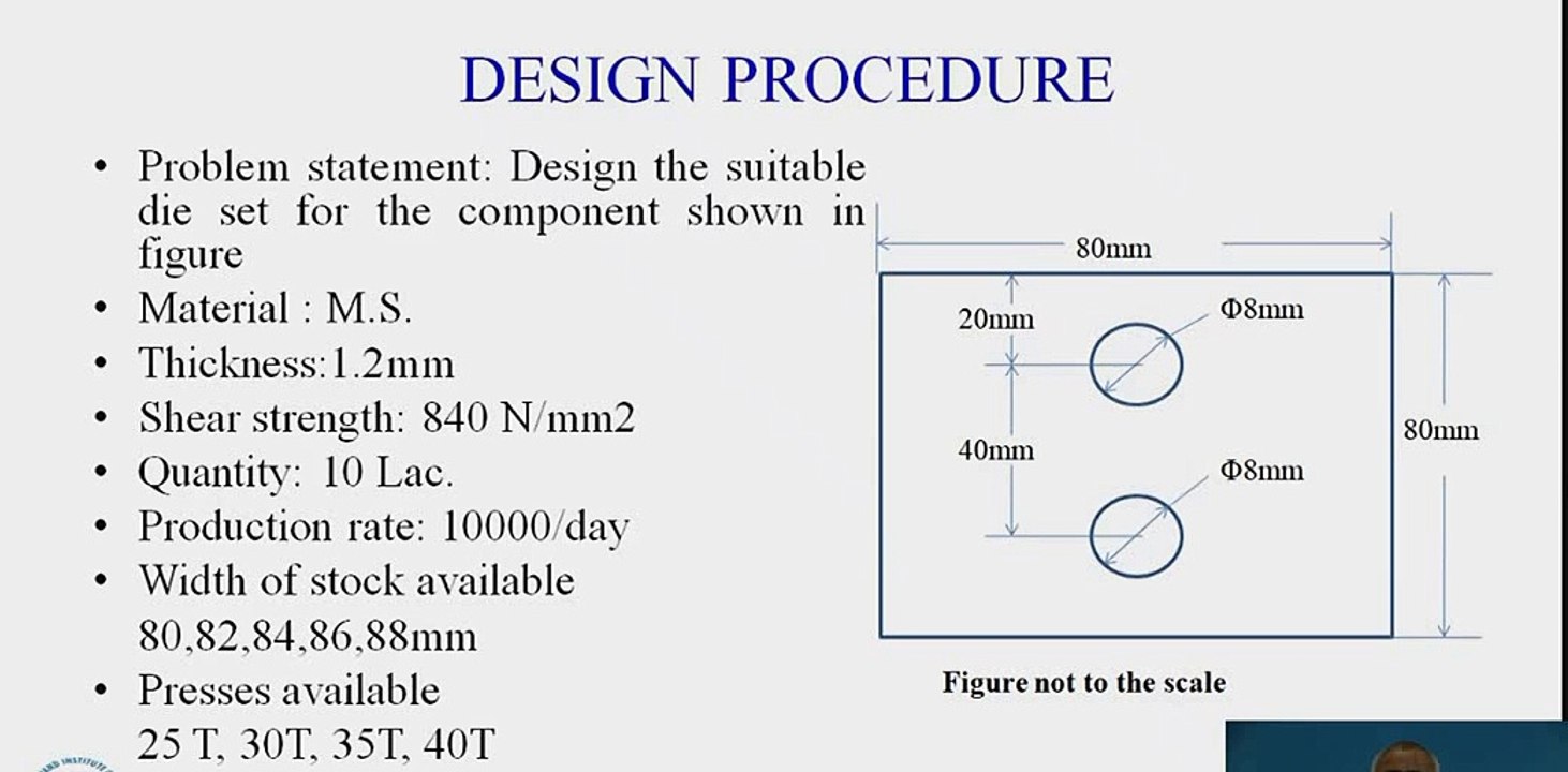 Design of progressive die for a given component shown in figure