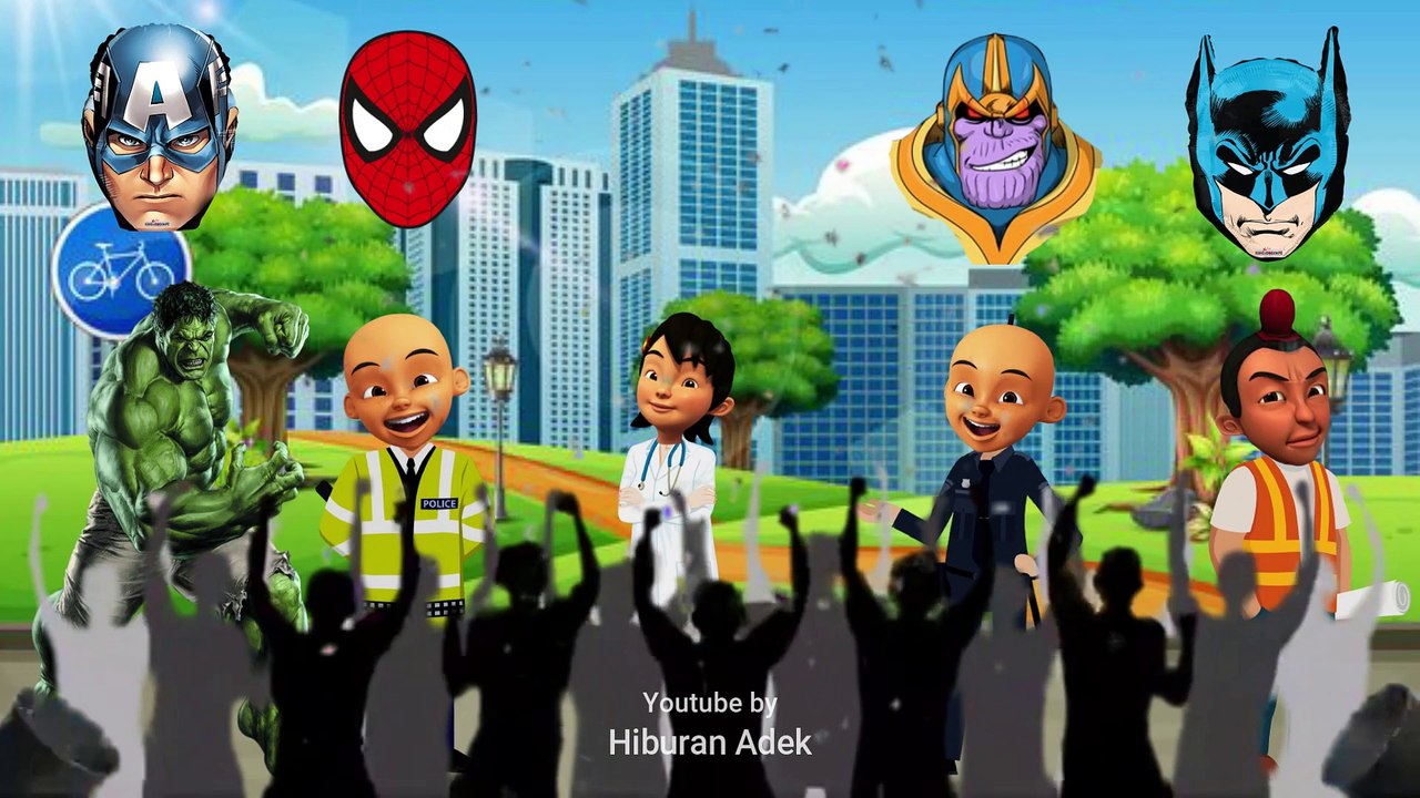 Upin ipin Superhero fixWoww keren Upin ipin adit dan teman-temannya jadi hulk kapten amerika spiderman dan tanos keren