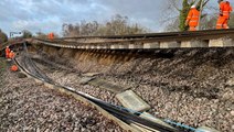 Train passengers warned of major disruption after ‘huge’ landslip leaves track hanging