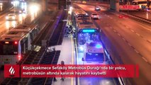 Metrobüs ile durak arasında sıkıştı! Gece yarısı feci kaza