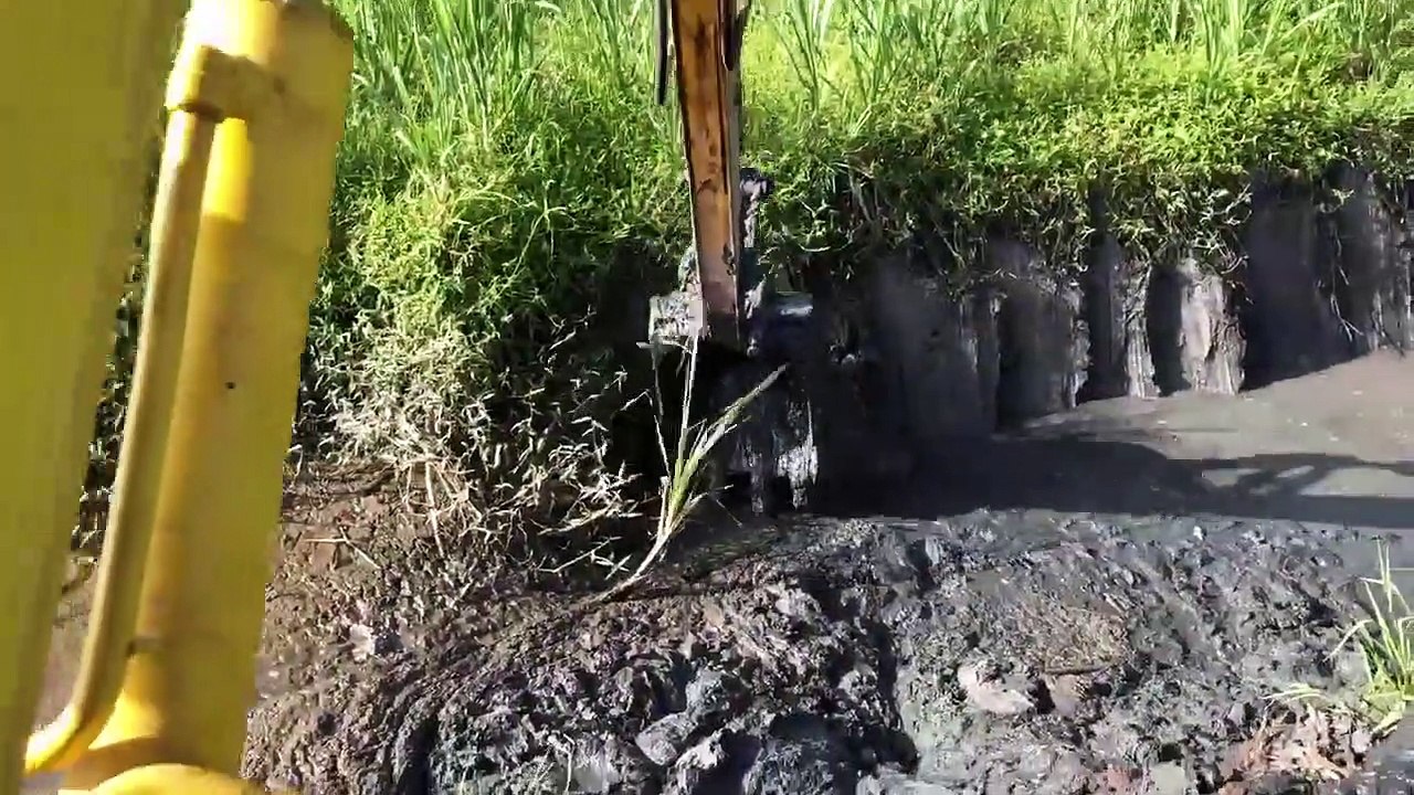 Excavator_ XE CUỐC SUMITOMO 03 FB SÊN MƯƠNG LIẾP MÍA(góc quay tài xế)