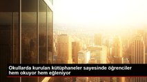 Okullarda kurulan kütüphaneler sayesinde öğrenciler hem okuyor hem eğleniyor