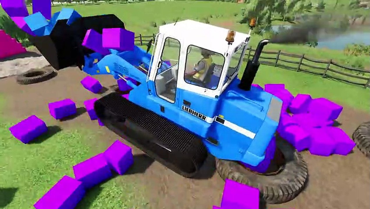 Farming Simulator 22 034 - COLORED LIEBHERR CATERPILLAR BULDOZER DEATH RUN