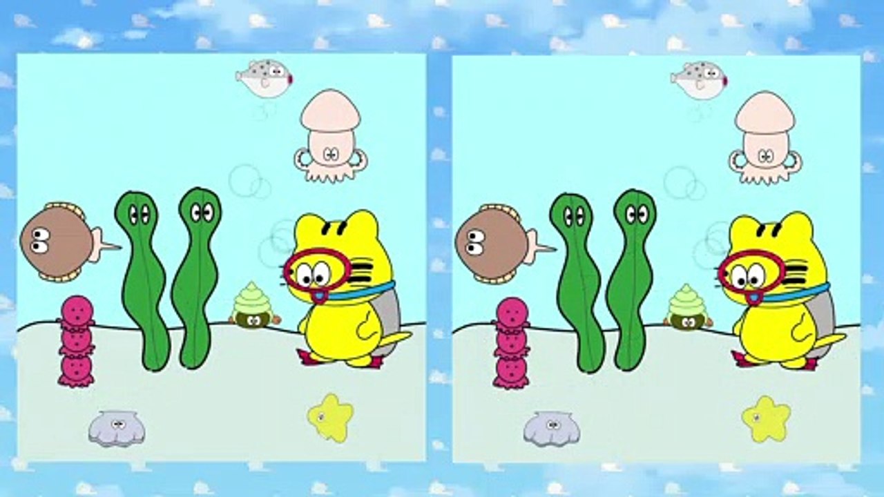 脳トレ　にゃんこの間違い探し　海編