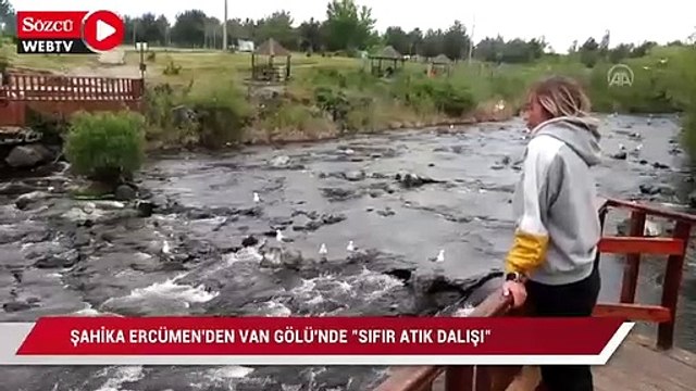 Dalış rekortmeni Şahika Ercümen'den Van Gölü'nde sıfır atık dalışı