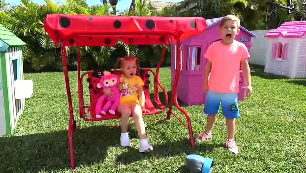Diana and Roma playing with HUGE EGGS Surprise Toys