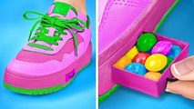 Hide Candies In Shoe || Sneak Food x Makeup Into Class! Parenting Edible Diy Hacks By 123 Go!