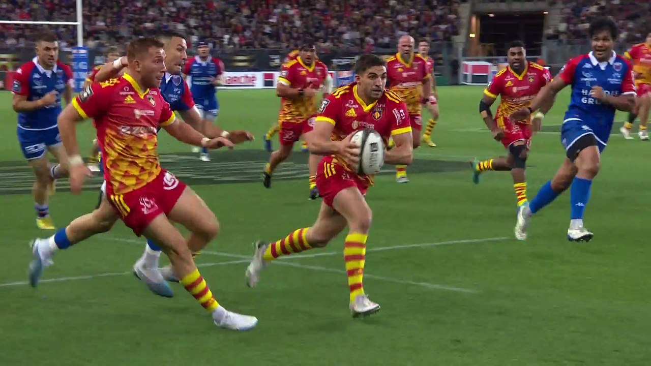 TOP 14 Essai de Sadek DEGHMACHE (USAP) FC Grenoble Rugby USA Perpignan Saison 20222023
