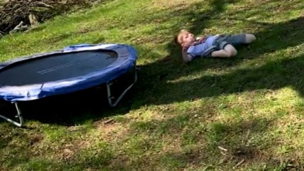 Little kid trying to enjoy trampoline falls face-first *Hilarious Fail*