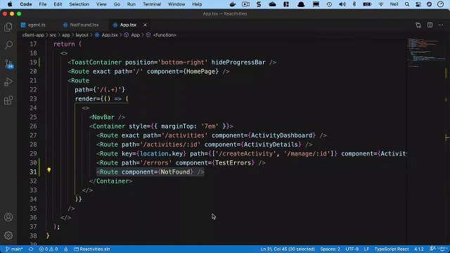 Net. Core and React Error handling - Adding a not found component
