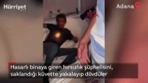 Adana'da hasarlı binaya giren hırsızlık şüphelisini, saklandığı küvette yakalayıp dövdüler