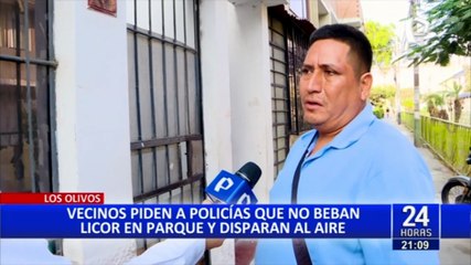 Download Video: Los Olivos: policías que bebían licor en plena calle realizan disparos al aire