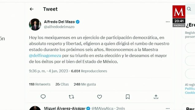 Alfredo Del Mazo reconoce el triunfo de Delfina Gómez