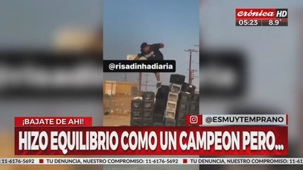 Hizo equilibrio como un campeón... ¡pero mirá cómo terminó!