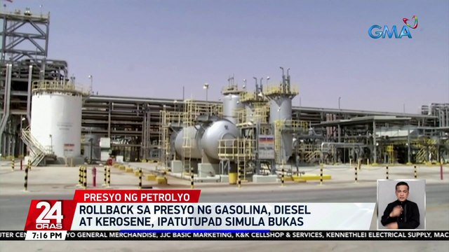 Rollback sa presyo ng gasolina, diesel at kerosene, ipatutupad simula bukas | 24 Oras