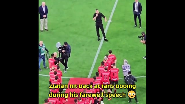 Zlatan Ibrahimovic reaction to fans booing during farewell speech at San Siro