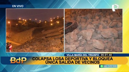 Losa deportiva colapsa en VMT: escombros bloquean única salida de vecinos
