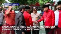 Ekspresi Bakal Capres Ganjar Sambut Presiden Jokowi di Rakernas PDIP