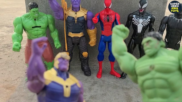 SUPERHEROE AVENGERS HULK VS THOR VS SPIDERMAN VS THANOS VS VENOM VS BLACK PANTHER FIGHT