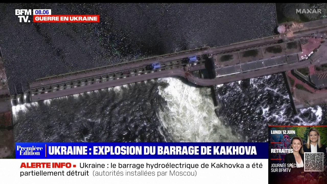 Ukraine: le barrage hydroélectrique de Kakhovka partiellement détruit, Kiev accuse la Russie d'un "crime de guerre"