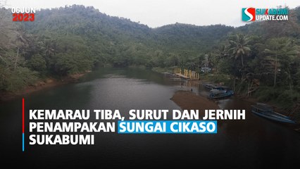 Kemarau Tiba, Surut dan Jernih Penampakan Sungai Cikaso Sukabumi