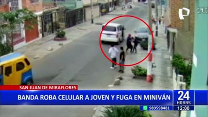 SJM: Delincuentes roban celular y escapan en minivan
