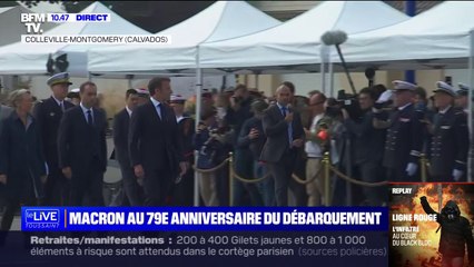 Emmanuel Macron poursuit sa tournée normande pour les commémorations du 79e anniversaire du débarquement