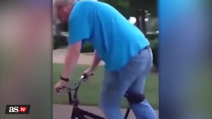 Grandfather goes viral for skills on grandson’s bike