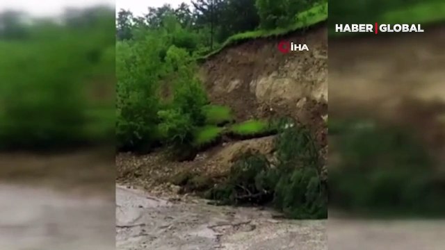 Amasya’da korkutan heyelan anlarını vatandaşlar cep telefonuyla böyle görüntüledi