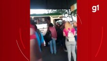 Pontos de ônibus lotam em Cuiabá