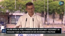 Feijóo avisa al PSOE y Podemos que no aceptará “lecciones” en igualdad y que la defenderá en sus decisiones y políticas