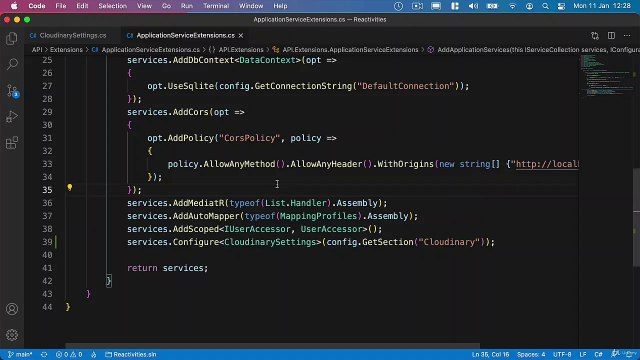 Net. Core and React API Image upload - Adding the Cloudinary interfaces