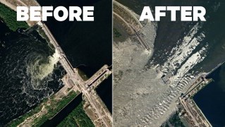 Major dam destroyed in Ukraine causing heavy floods in nearby towns