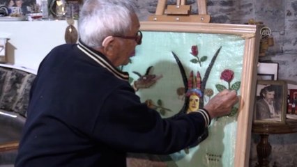 Üç ayda 47 bin toplu iğneyle şahmeran tablosu yaptı