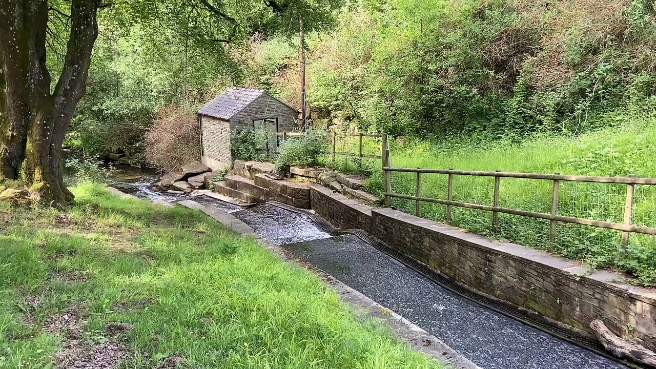 The dams at Cannop Ponds ahead of drilling works in June 2023