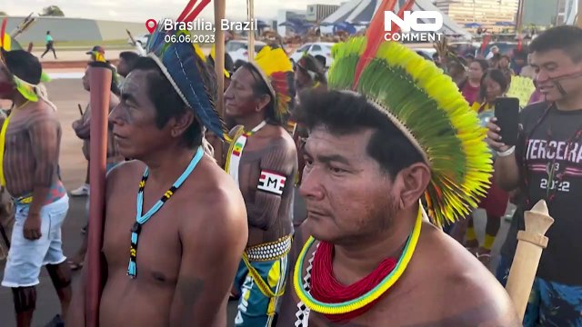 WATCH: Indigenous Brazilians march through capital ahead of trial over future of their lands