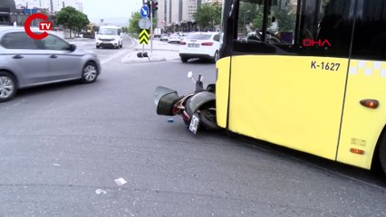 AVCILAR'DA İETT OTOBÜSÜYLE MOTOSİKLET ÇARPIŞTI 2 YARALI_1