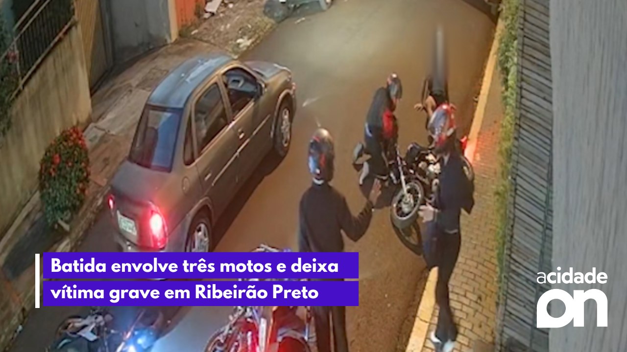 Batida envolve três motos e deixa vítima grave em Ribeirão Preto