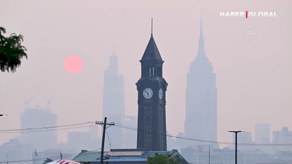 New York'ta güneş puslu havanın içinden doğdu
