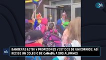 Banderas LGTBI y profesores vestidos de unicornios: Así recibe un colegio de Canadá a sus alumnos
