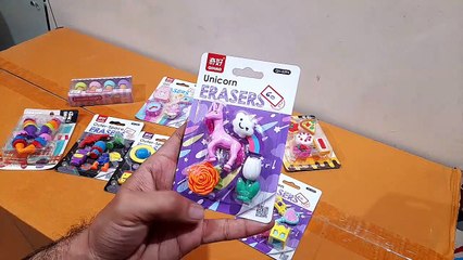 Unboxing and Review of fancy girl, unicorn, icecream, space eraser set for return gift
