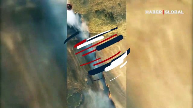 Havadan ve karadan müdahale sürüyor: Gaziantep'te bir tarım arazisi alev alev yanıyor