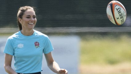 Kate Middleton Gave Sporty Spice While Playing Rugby in Fitted Joggers and the Comfiest Sneakers