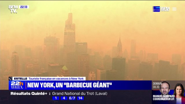 La visibilité est très compliquée et l'air irrespirable , une touriste française témoigne du niveau de pollution à New York, causé par les fumées des incendies au Canada