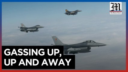 F-16 fighter jets refuel on air in Arctic Challenge exercise