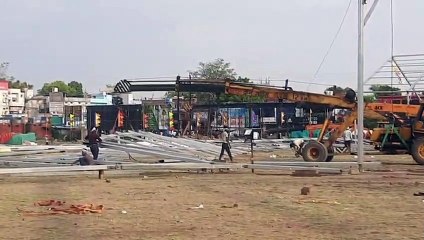 मुख्यमंत्री की सभा के लिए बन रहा वाटरप्रूफ पंडाल- देखें वीडियो