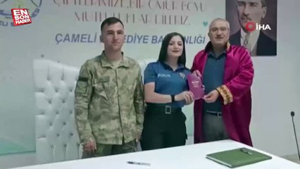 Maçta başlayan asker polis aşkı nikah masasında noktalandı
