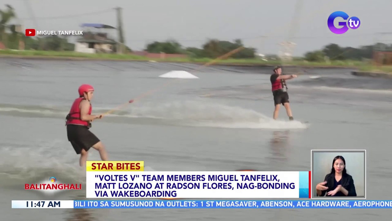 "Voltes V" Team members Miguel Tanfelix, Matt Lozano at Radson Flores, nag-bonding via wakeboarding | BT